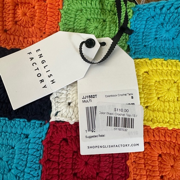 English Factory NWT patchwork Crochet crop Tank Top sweater shirt S - Picture 2 of 6